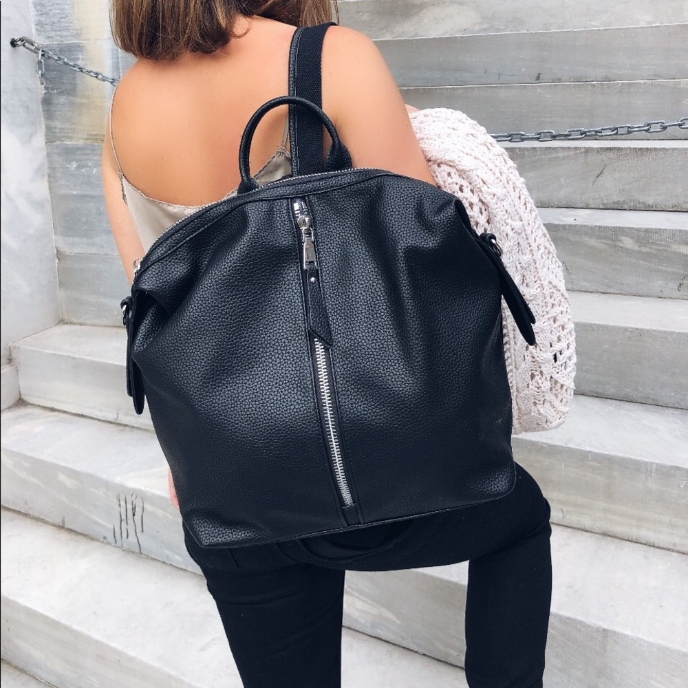 Kenzie Black Vegan Leather Backpack - Picture 2 of 8